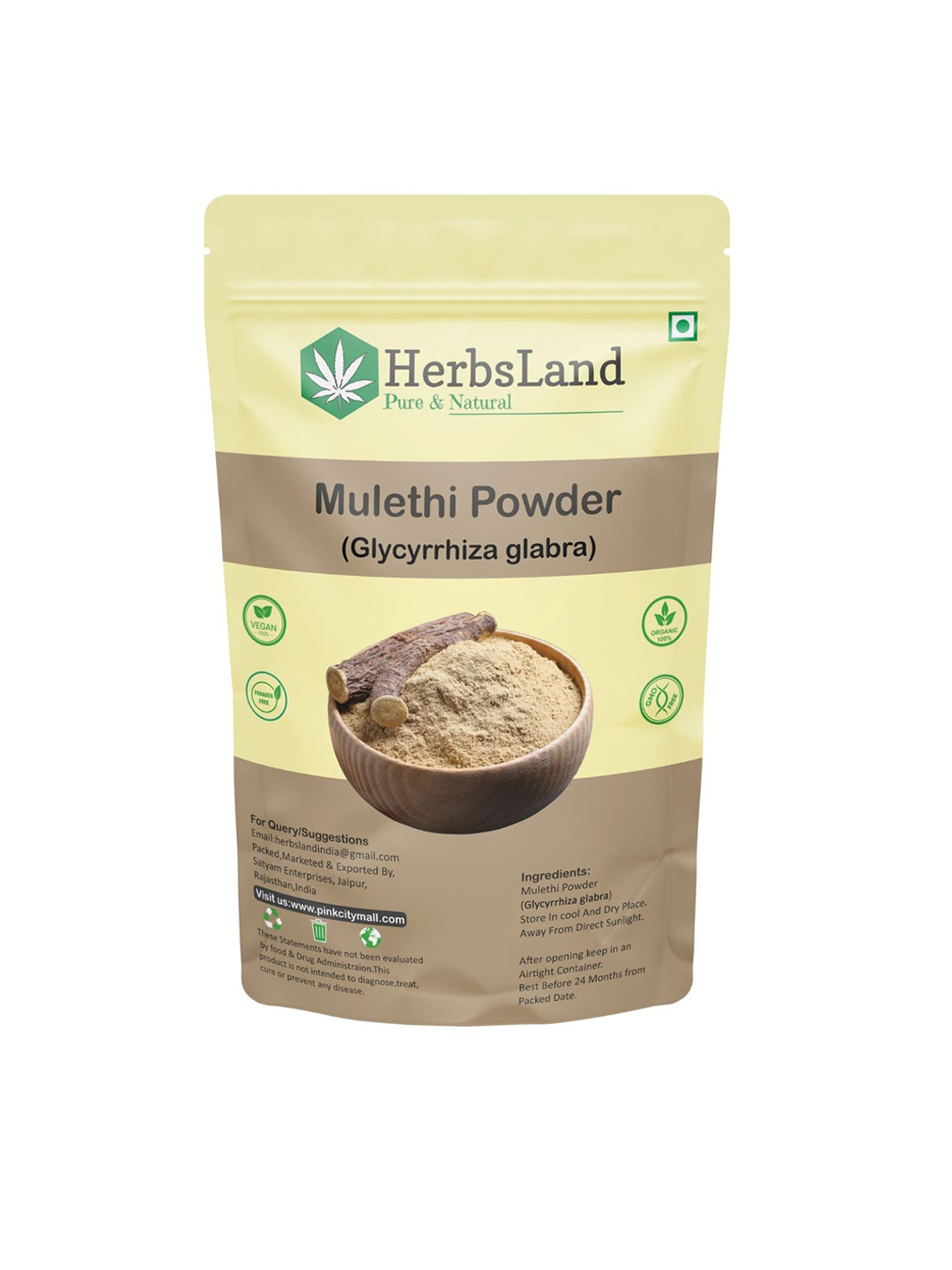 HerbsLand Mulethi Powder For Skin Care Face Pack -150g