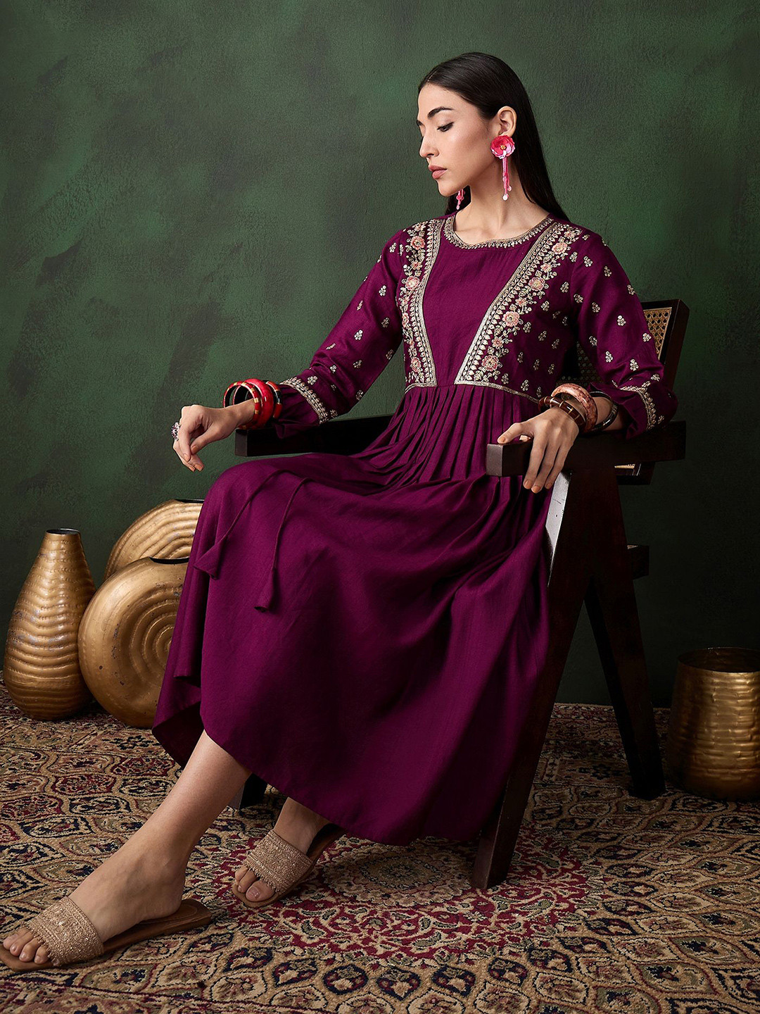 Sangria A-line Stylish Dress