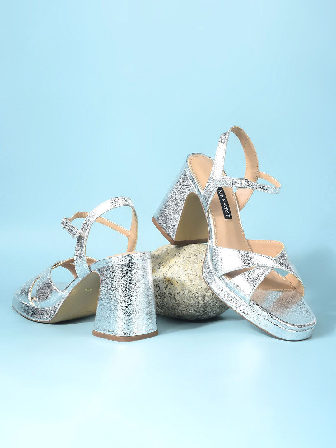 Nine West Leather Ethnic Block Sandals