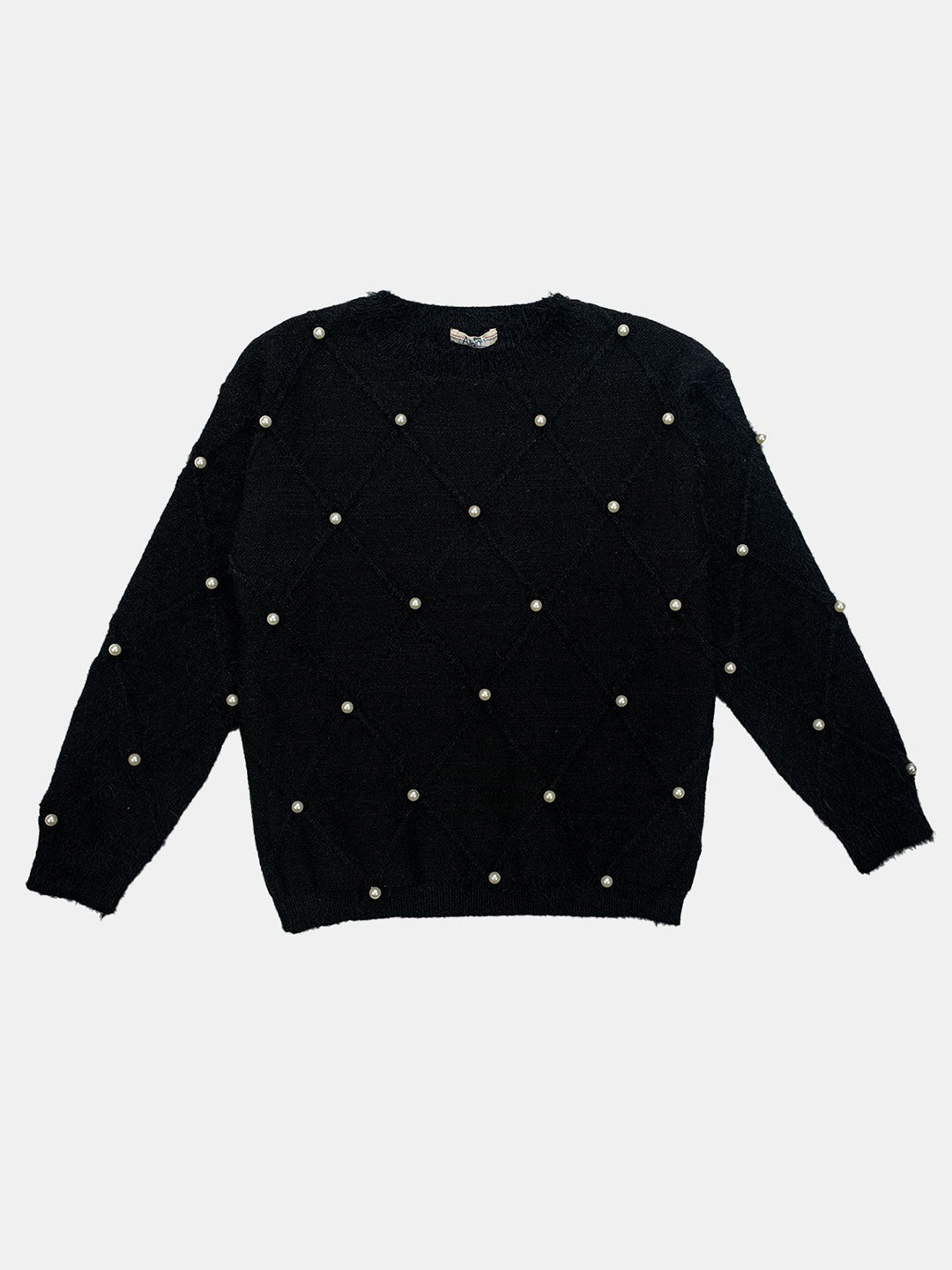 Albion By CnM Girls Cable Knit Woollen Pullover with Embellished Detail