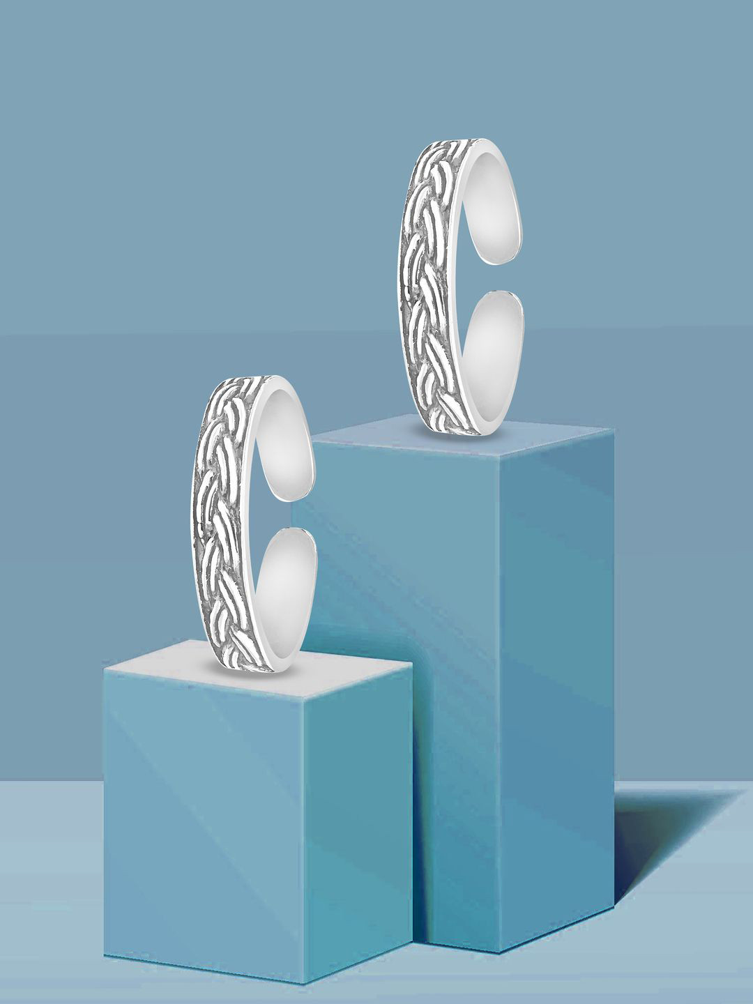 Paavni Women 925 Sterling Silver Oxidized Toe Rings