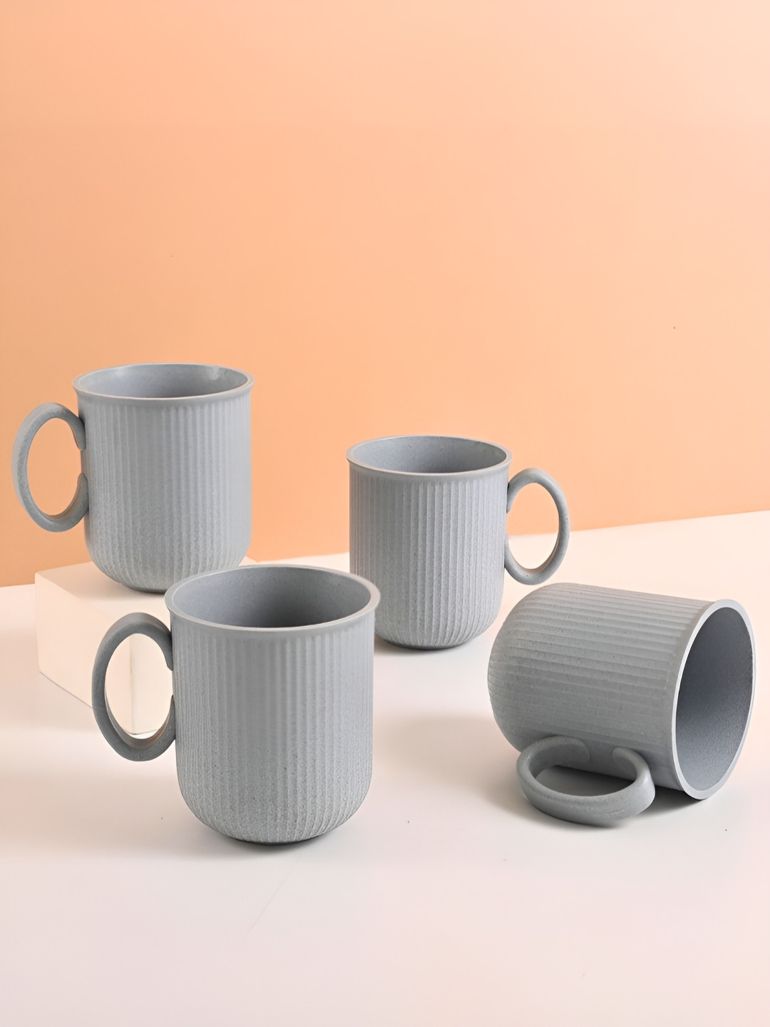 eha Nazar Blue Biocomposite Microwave Safe 4 Piece Mugs-350ml