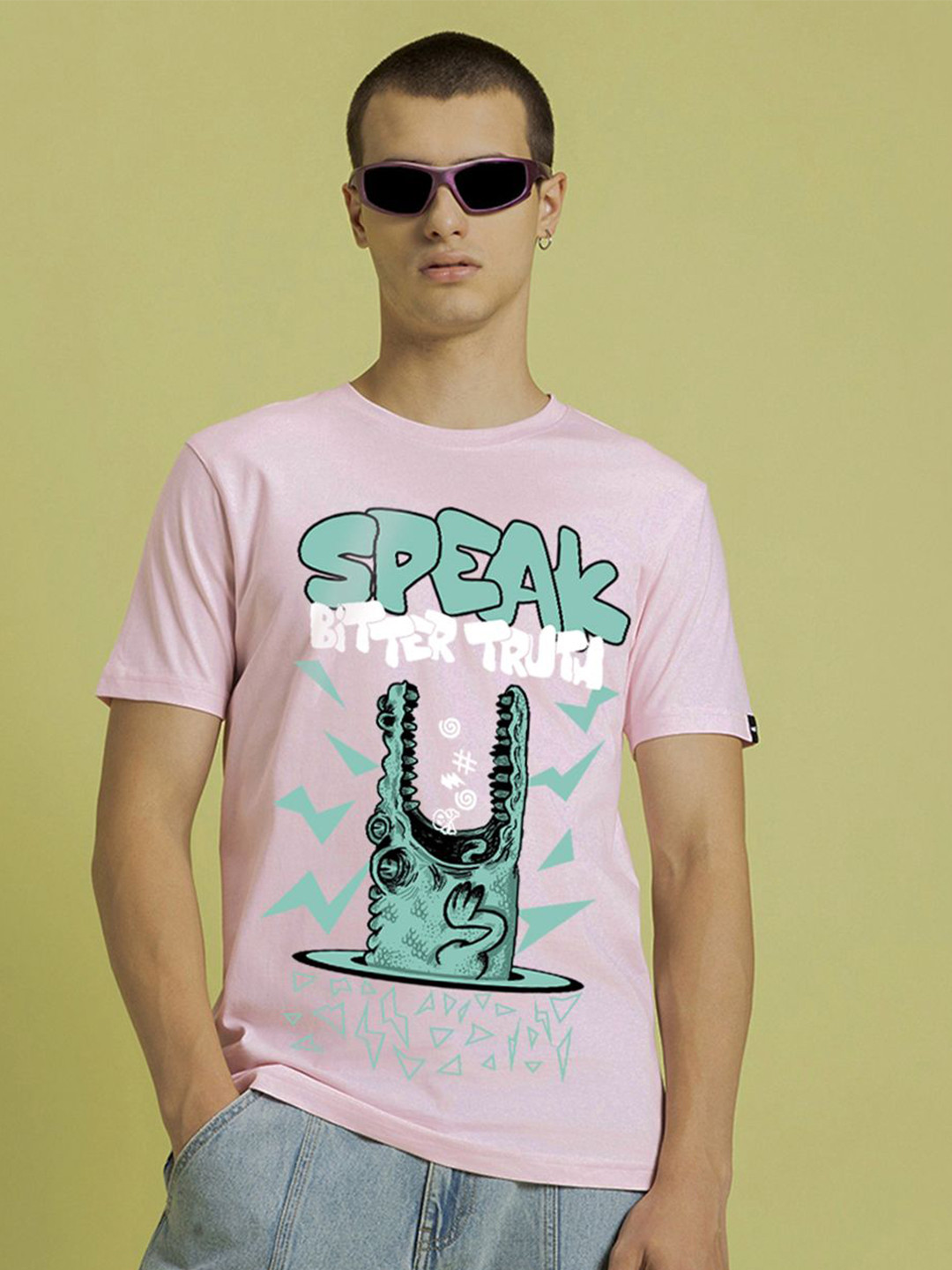 Bewakoof Men Pink Bitter Truth Graphic Printed T-shirt