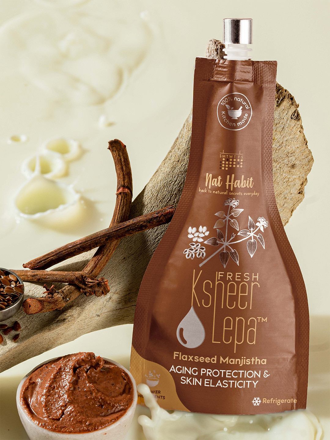 Nat Habit Fresh Ksheer Lepa Mask with Flaxseed & Manjistha for Skin Elasticity - 40g