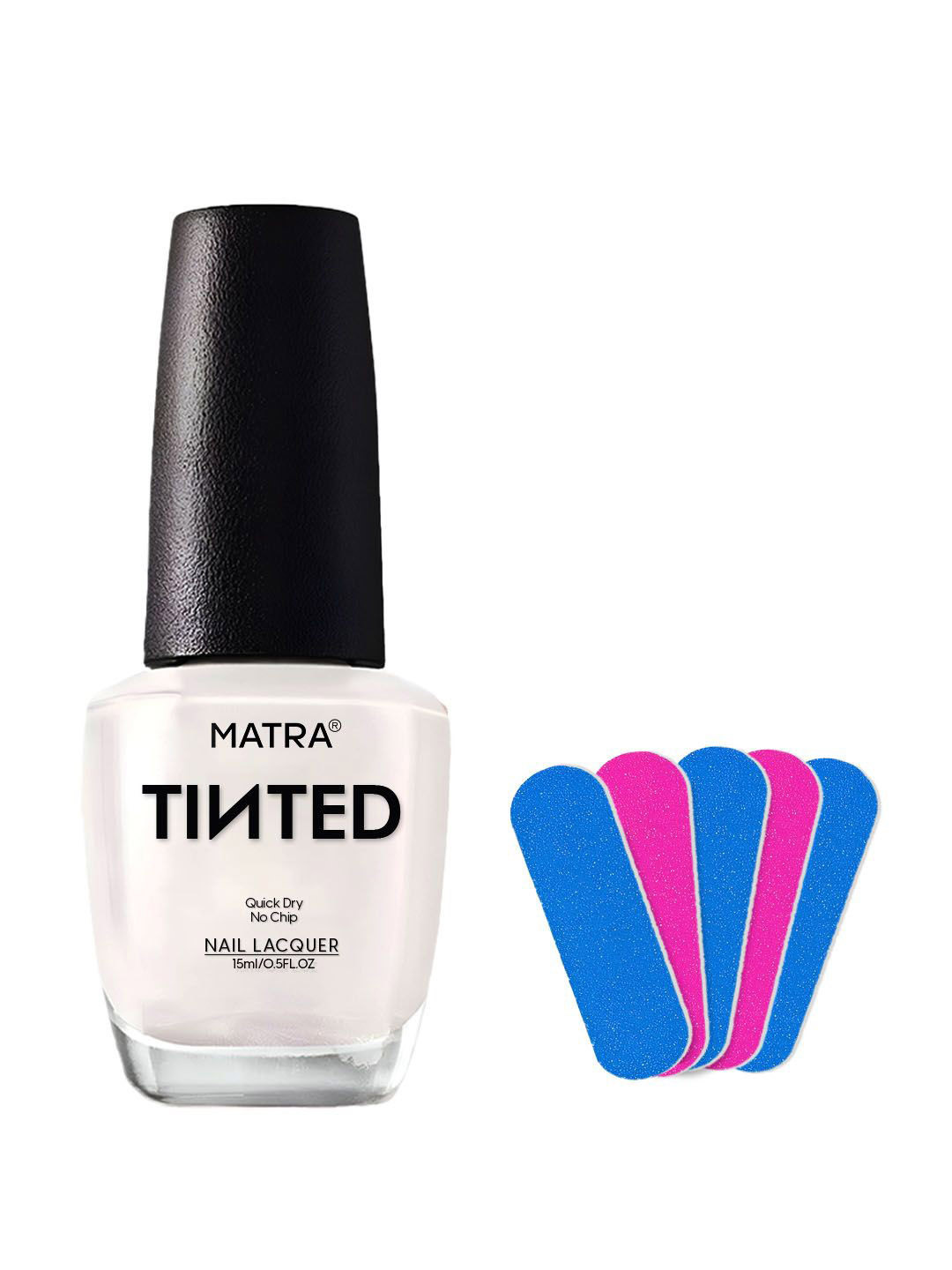 MATRA Nail Polish With Free Mini Filers- 15ml- Pearly White