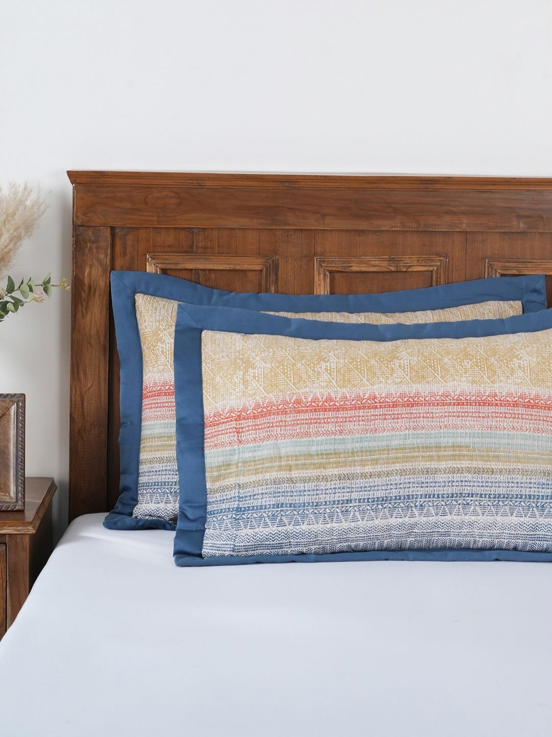 MASPAR Red & Blue 2 Pieces Abstract Pure Cotton Rectangle Pillow Covers
