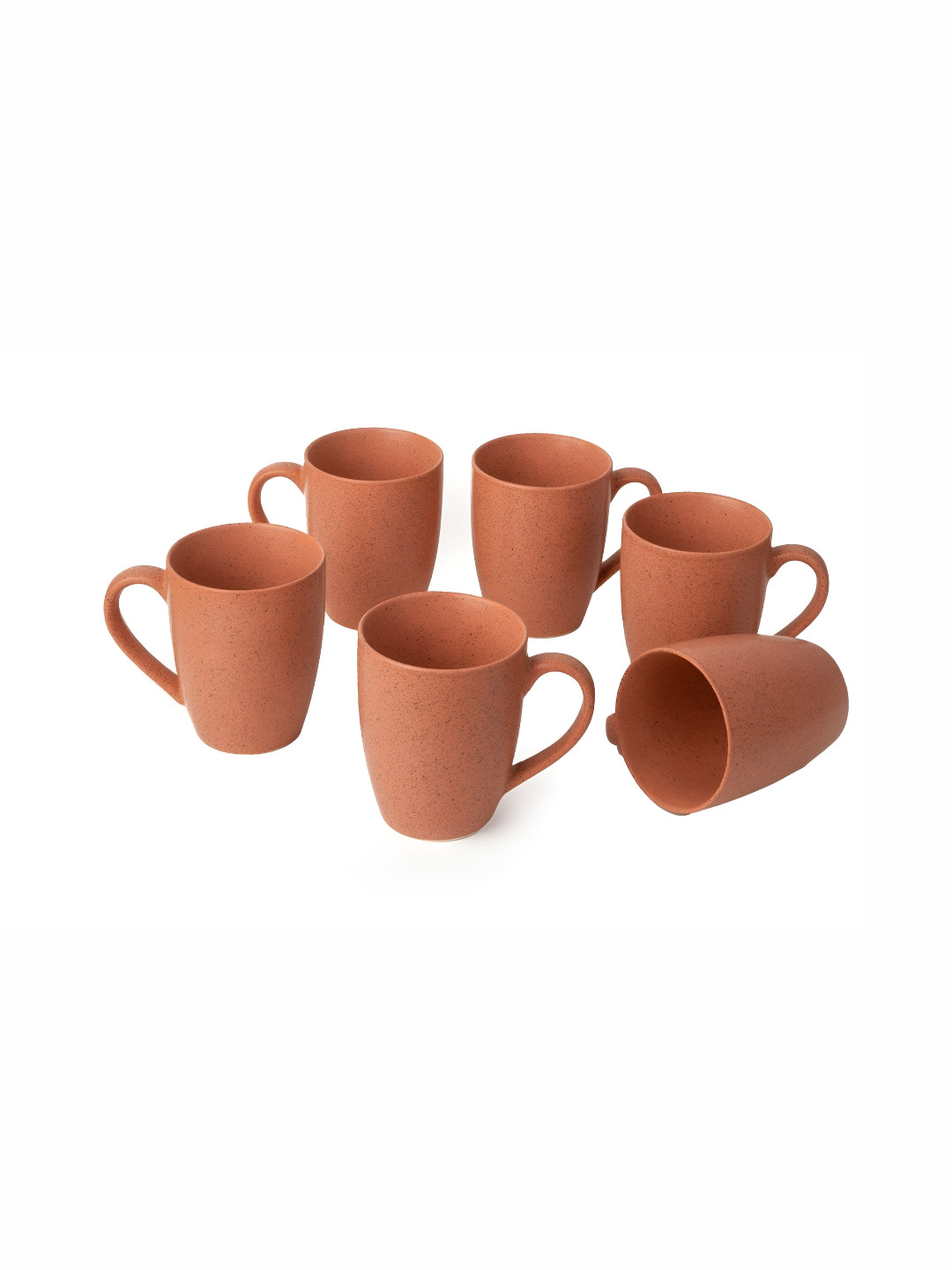 BODHI HOUSE Orange Ceramic Microwave Safe 6 Piece Mug-300ml