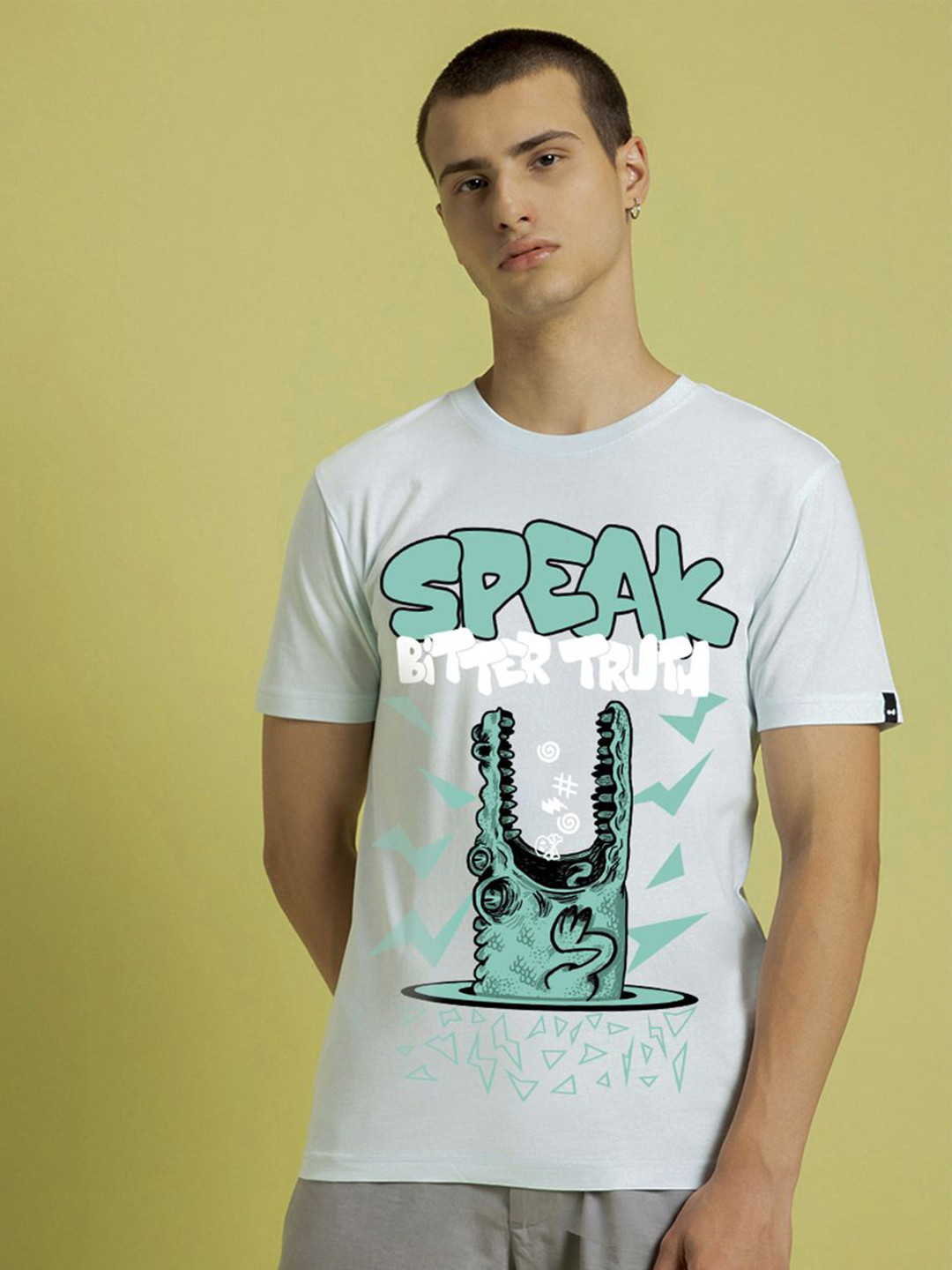 Bewakoof Men Ice Blue Bitter Truth Graphic Printed T-shirt