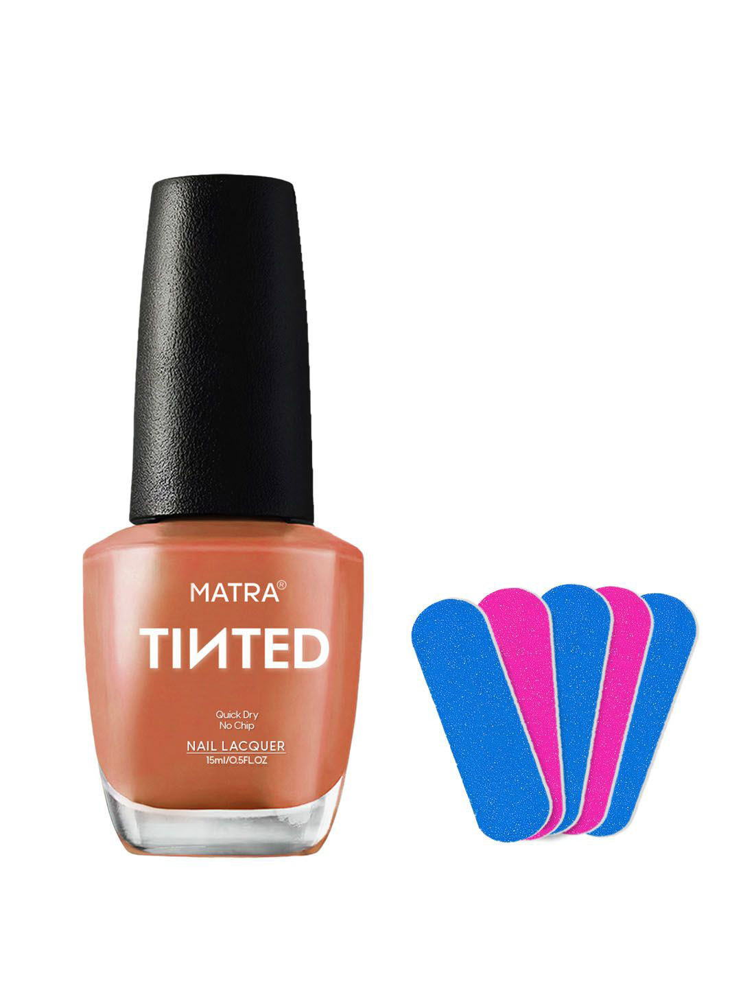 MATRA Nail Polish With Free Mini Filers- 15ml- Coral Peach