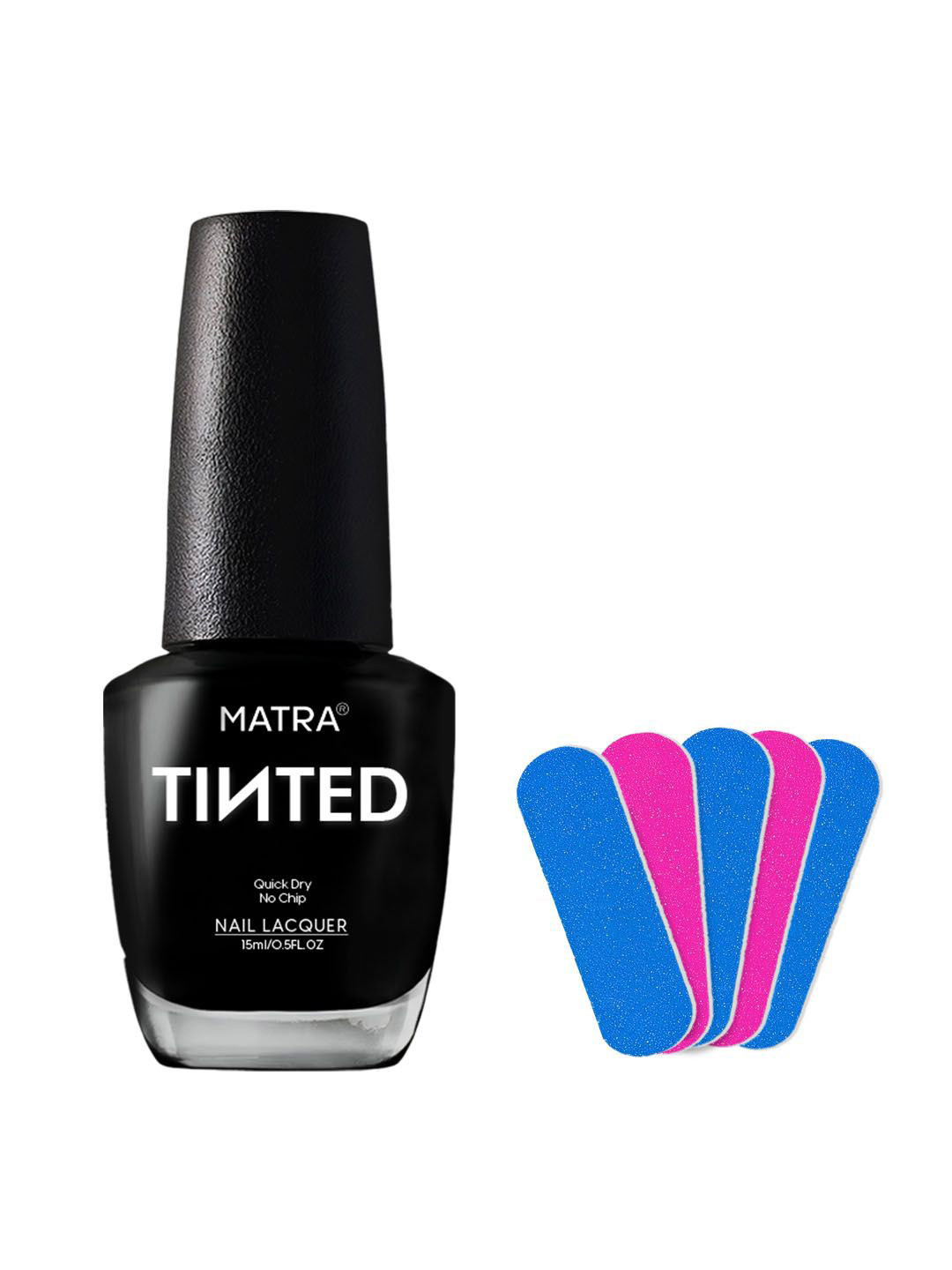 MATRA Nail Polish With Free Mini Filers- 15ml- All Black