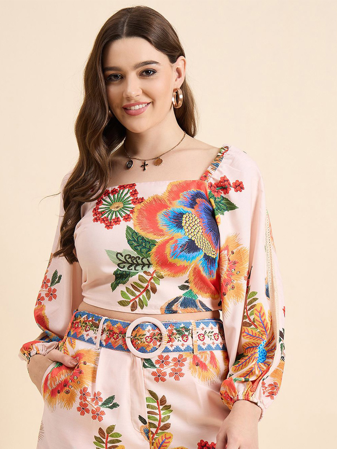 Strong And Brave Floral Print Puff Sleeve Top