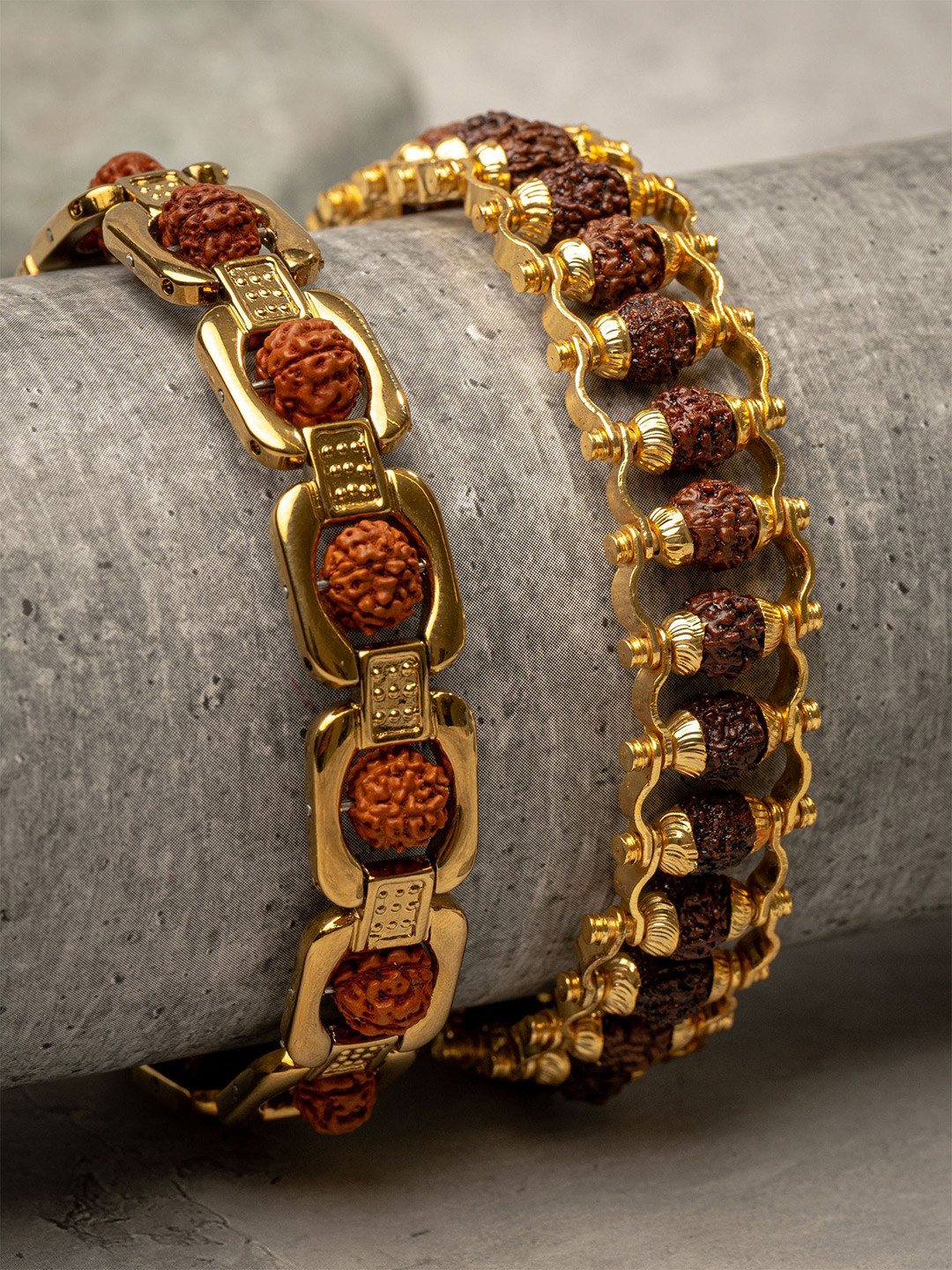 Japam Gold Plated Modern + Essential Rudraksha Bracelet Combo