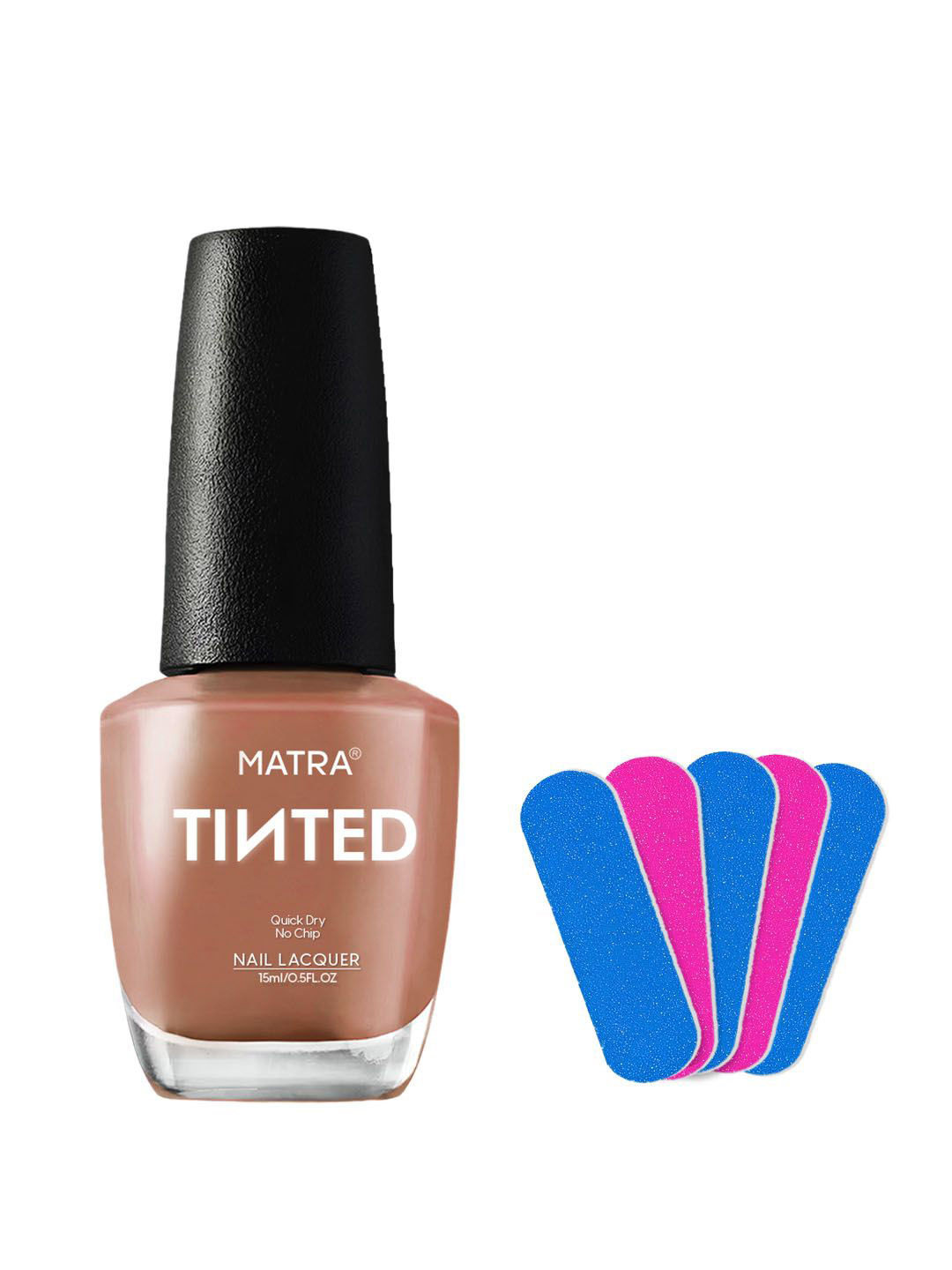 MATRA Nail Polish With Free Mini Filers- 15ml- Pastel Brown