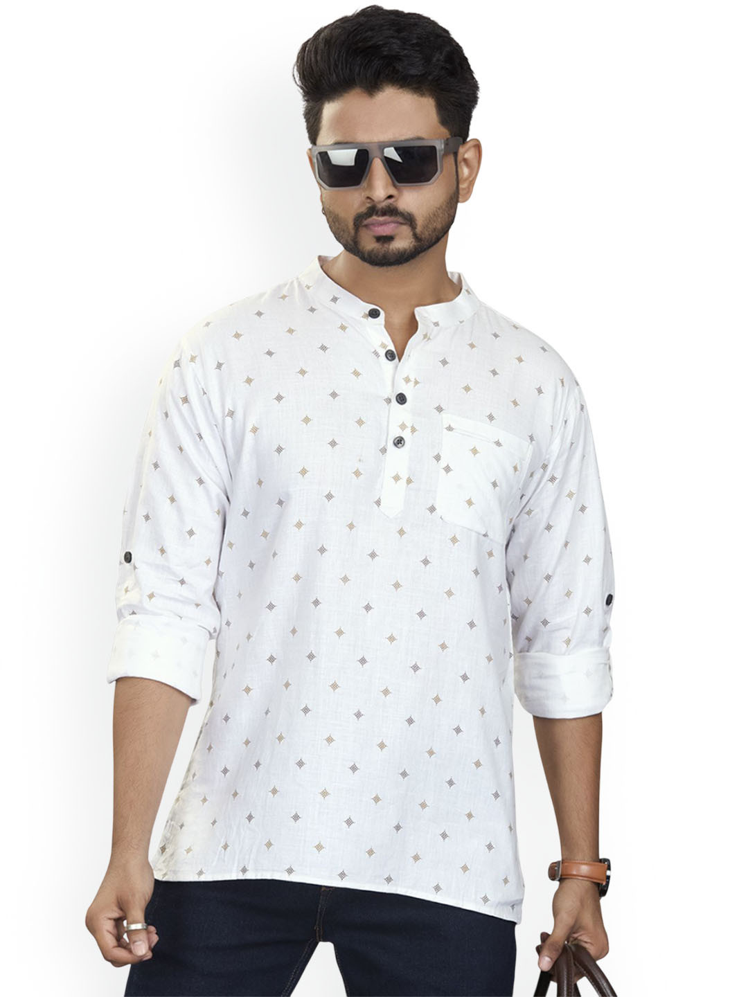 Authentics Men Ethnic Motifs Striped Thread Work Anarkali Kurta