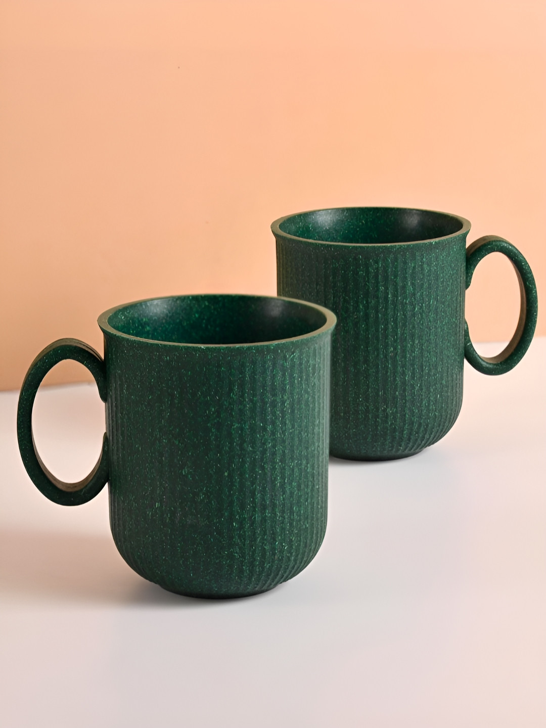 eha Cartoon Design Green Biocomposite Microwave Safe 2 Piece Mugs-330ml