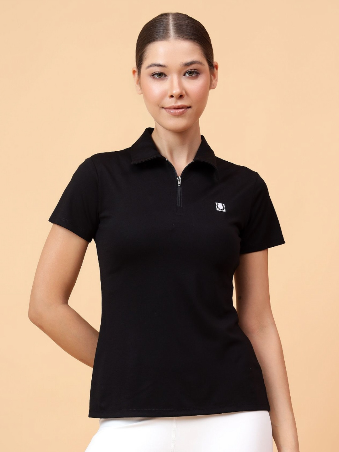 Fitkin Women Front Zipper Polo Tshirt