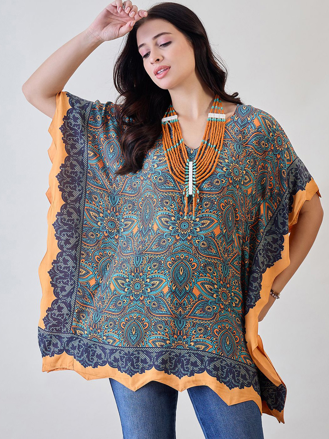 The Kaftan Company Print Kimono Sleeve Kaftan Top