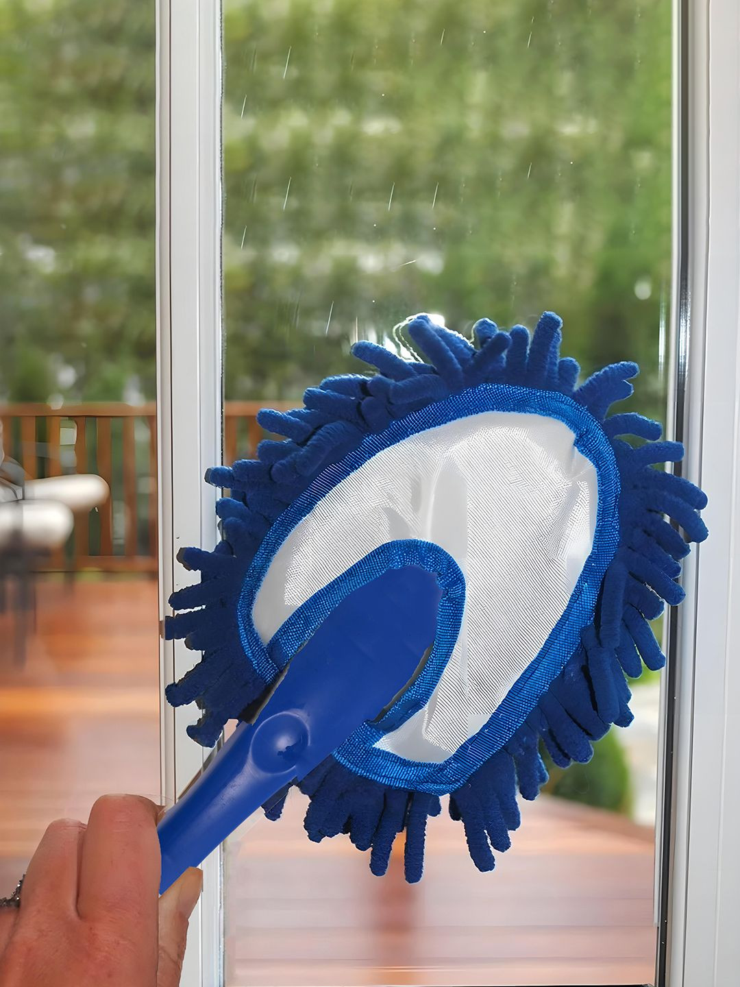 Kuber Industries Blue Flexible Microfiber Car Cleaning Brush & Dusting Cleaning Brush