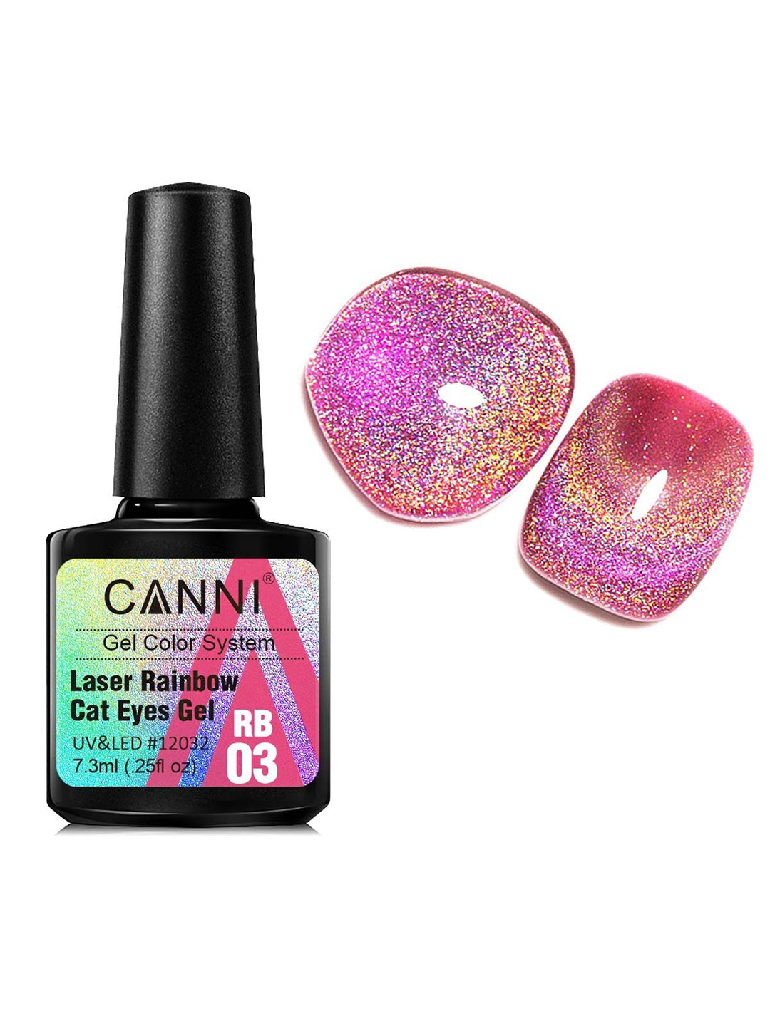 CANNI Laser Rainbow Cat Eyes Glitter 9D Gel Nail Polish 7.3ml - RB03