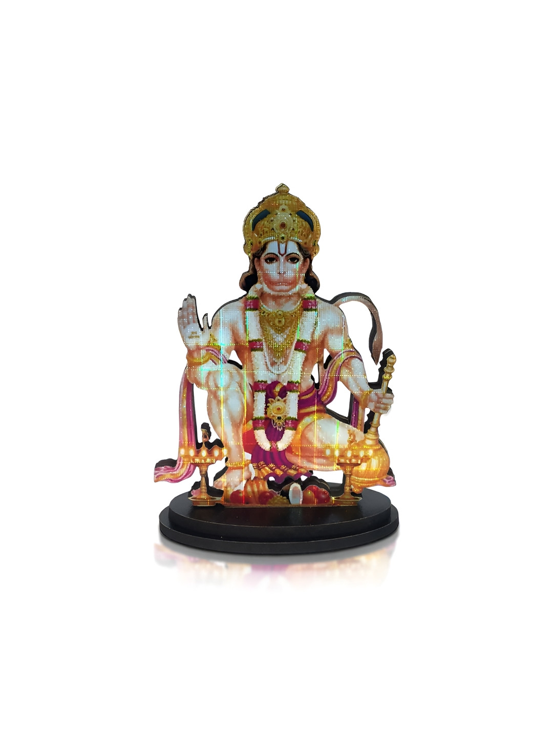 Adhvik Cutout Hanuman White Wood Natural Prayer Room Medium Showpiece - 3.5 Inches