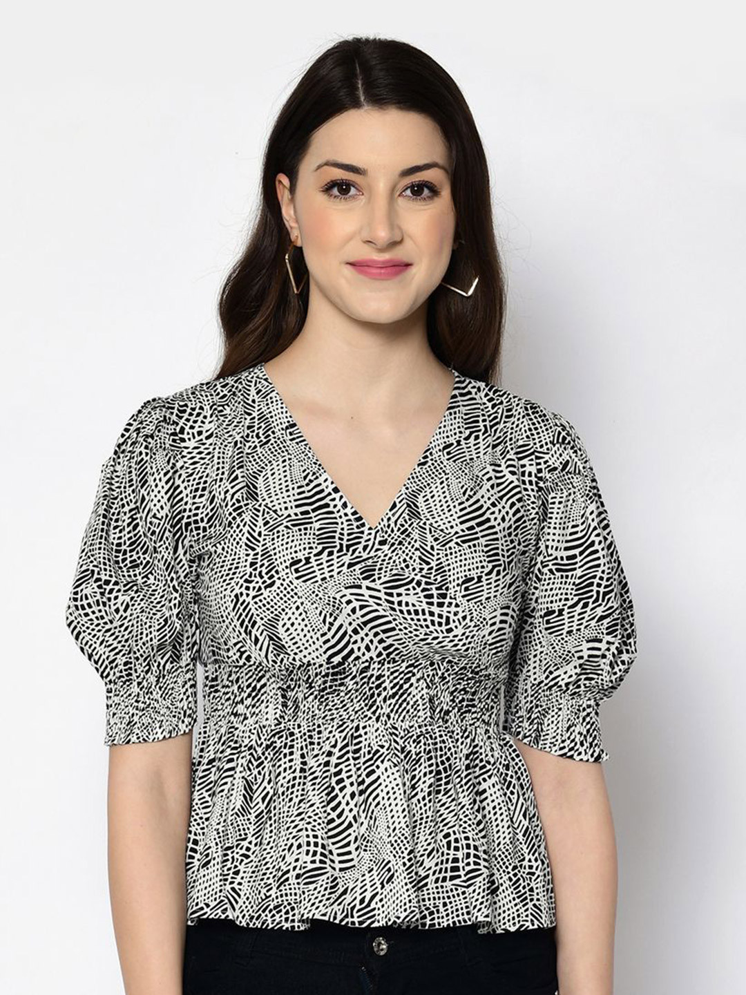 all about you Animal Print Puff Sleeve Top