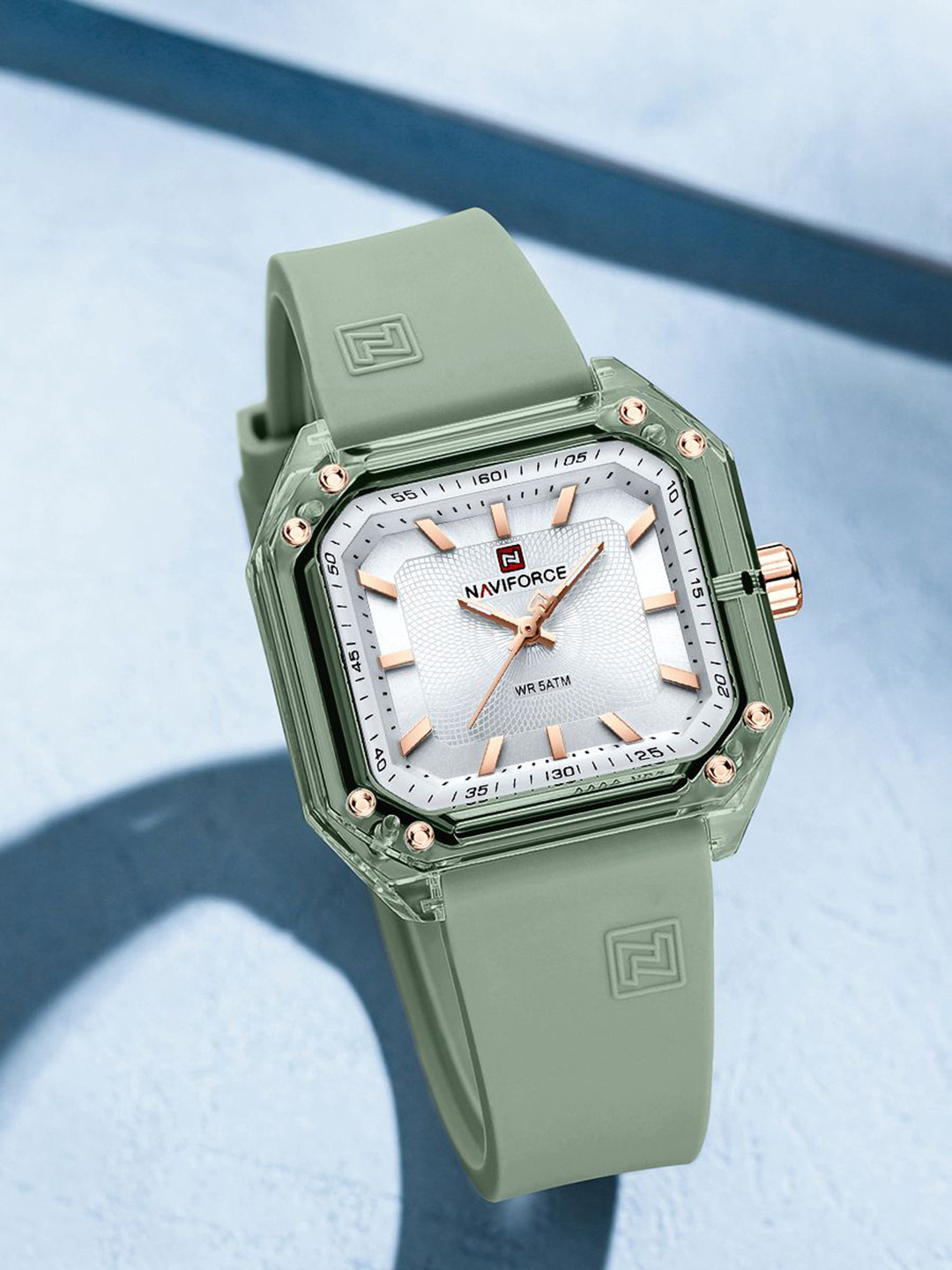 Naviforce Women Rectangular Dial & Straps Analogue Watch NF7106_GN/W/GN