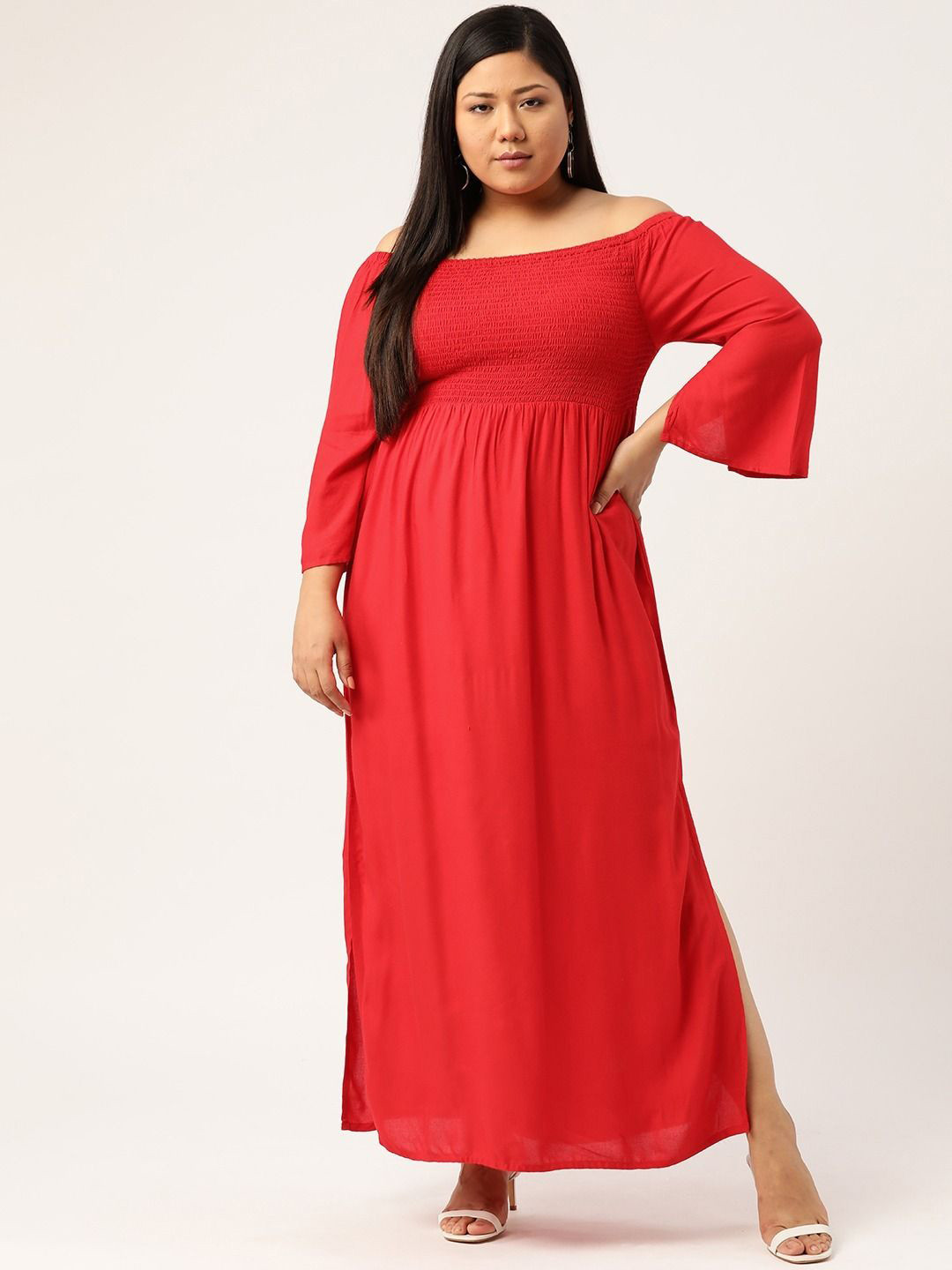 theRebelinme Off-Shoulder Bell Sleeve Maxi Dress