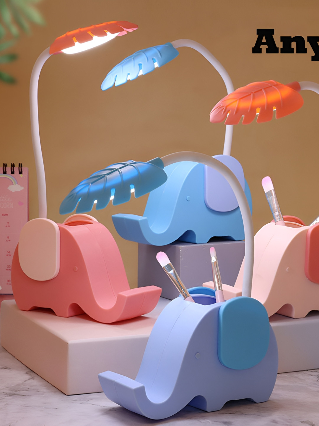 Flenzy Peach-Coloured Acrylic Traditional Abstract Shaped Table Lamp