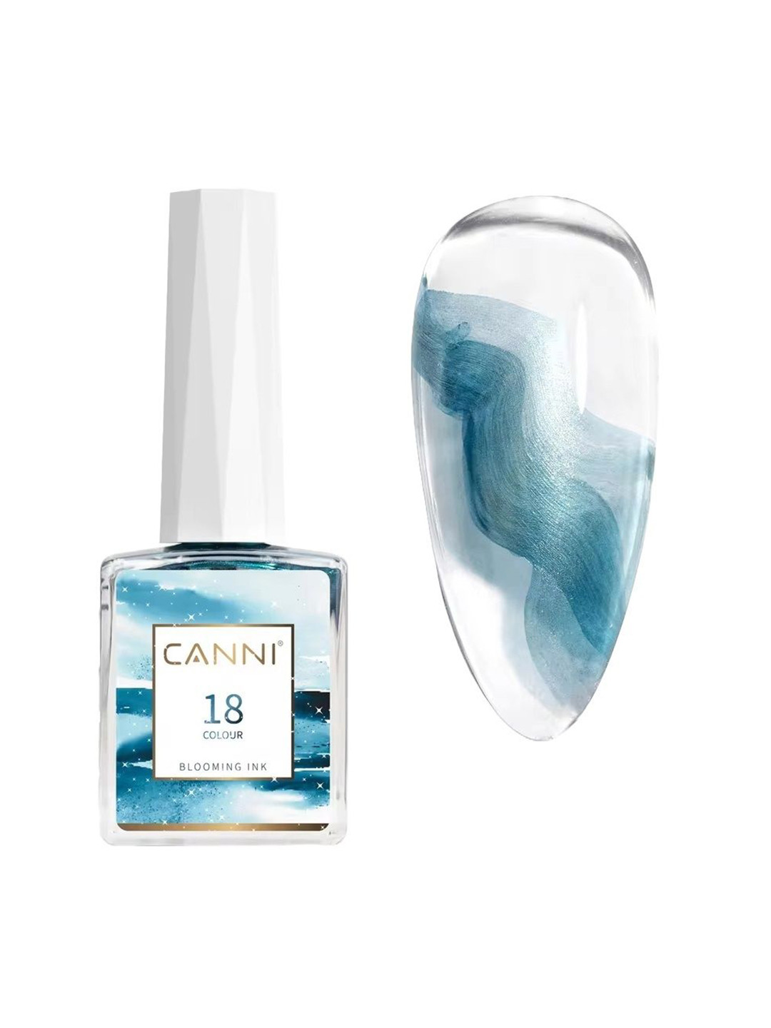 CANNI Blooming Marble Watercolor Ink Air Dry Nail Liquid - 9ml-.Metallic Color-18