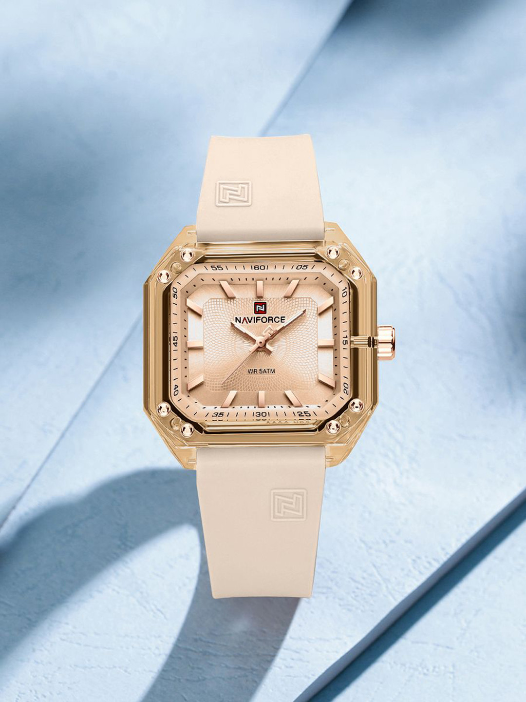 Naviforce Women Rectangular Dial & Straps Analogue Watch NF7106_BG/BG/BG