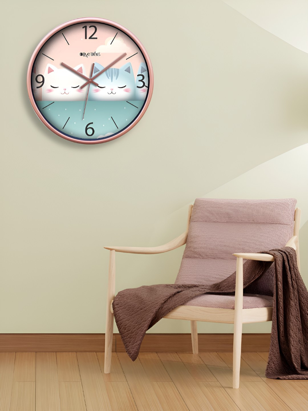 OLIVE TREE Copper-Toned & Blue Contemporary Wall Clock