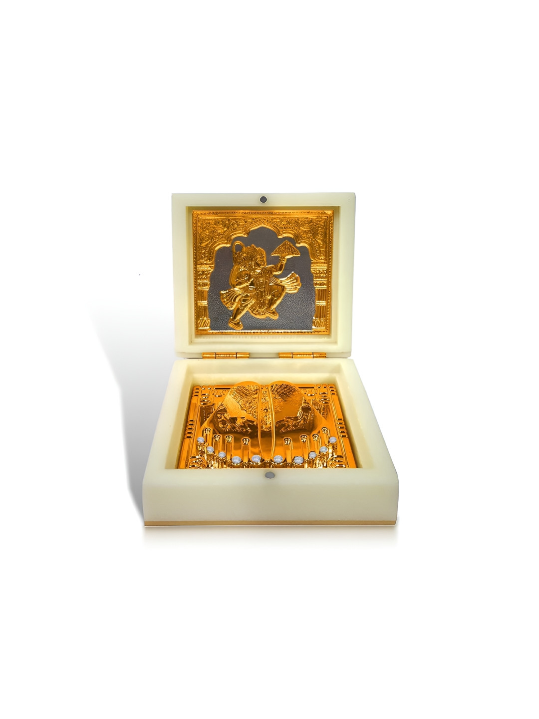 Adhvik Lord Hanuman Gold Metal Metallic Prayer Room Medium Showpiece -