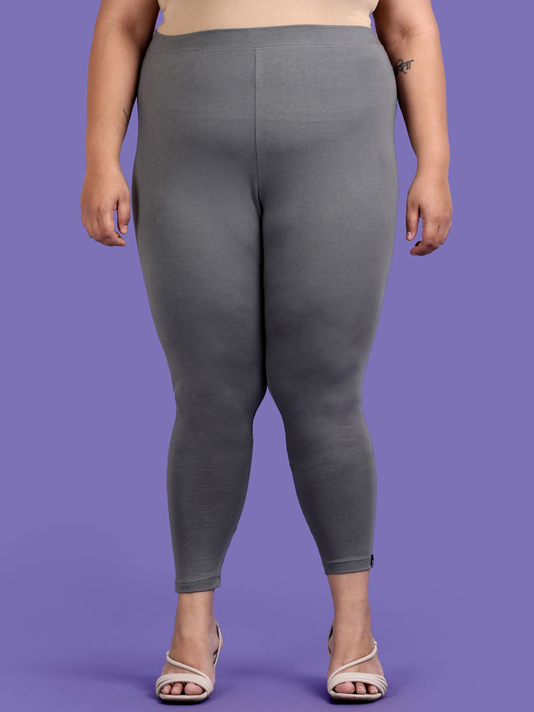 TWIN BIRDS Plus Size Women Solid Super Stretch Cotton Ankle Length Leggings