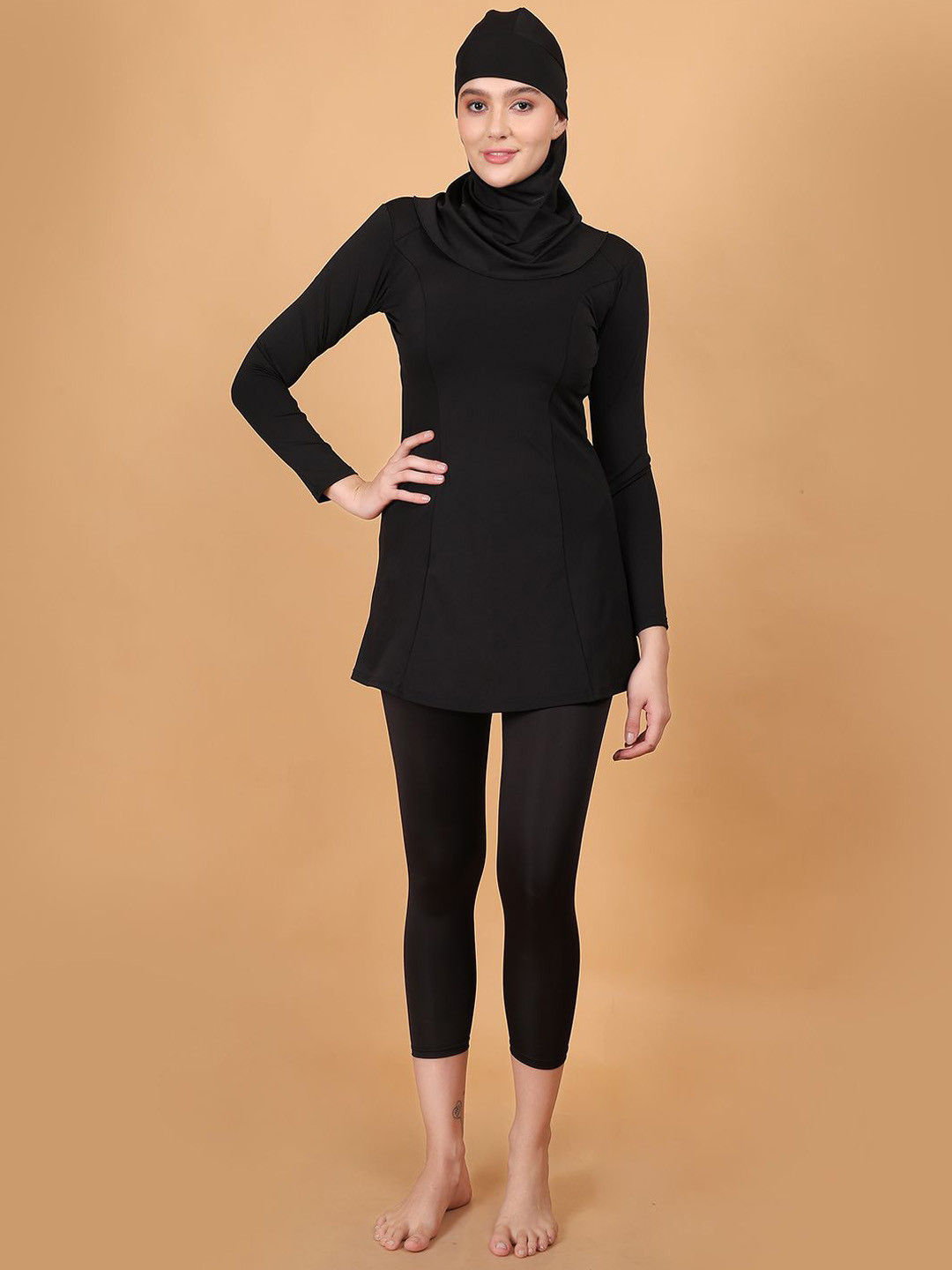 N-Gal Round Neck Swim Set With Swim Cap & Hijab