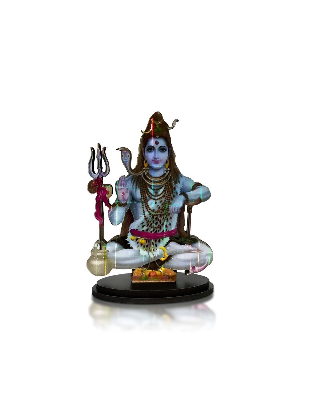 Adhvik Cutout Shiv Ji Silver Wood Natural Prayer Room Medium Showpiece - 3.9 Inches