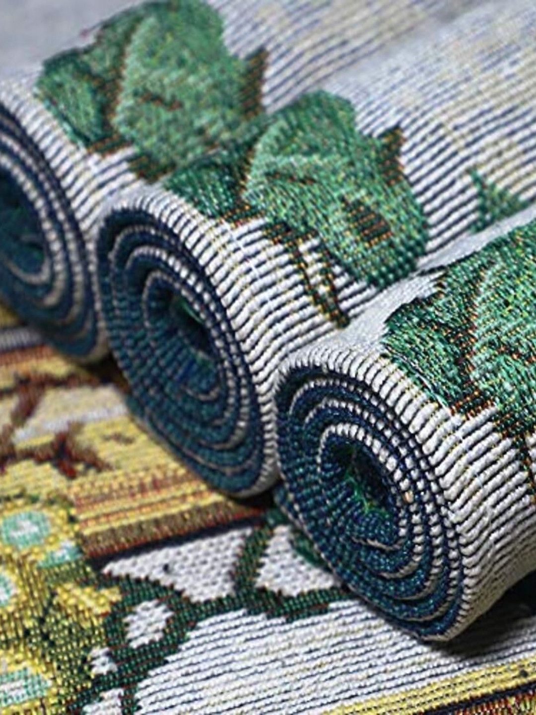 PRAKARTIK Set of 4 Grey & Green Printed Grape Wine Christmas Cotton Dining Table Placemats