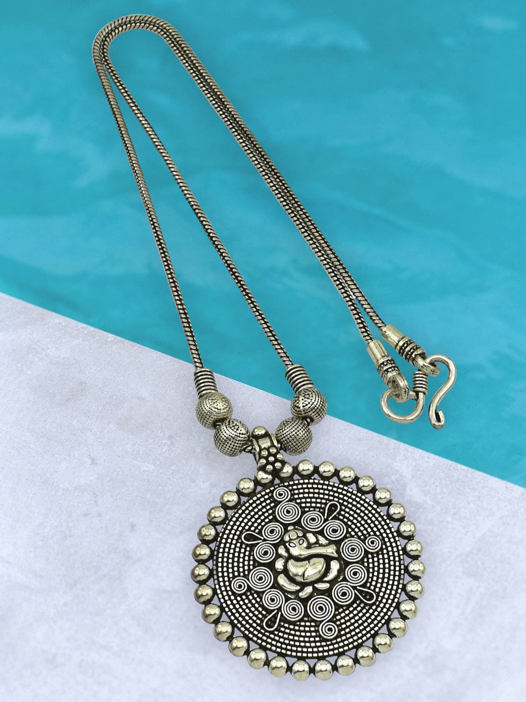 HIGH TRENDZ Silver-Plated Oxidised Neckalce