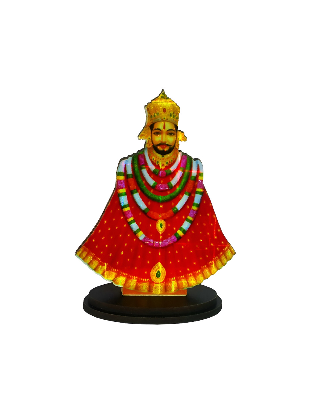 Adhvik Khatu Shyam Red Wood Natural Prayer Room 3D Cutout Medium Showpiece - 3.9 Inches
