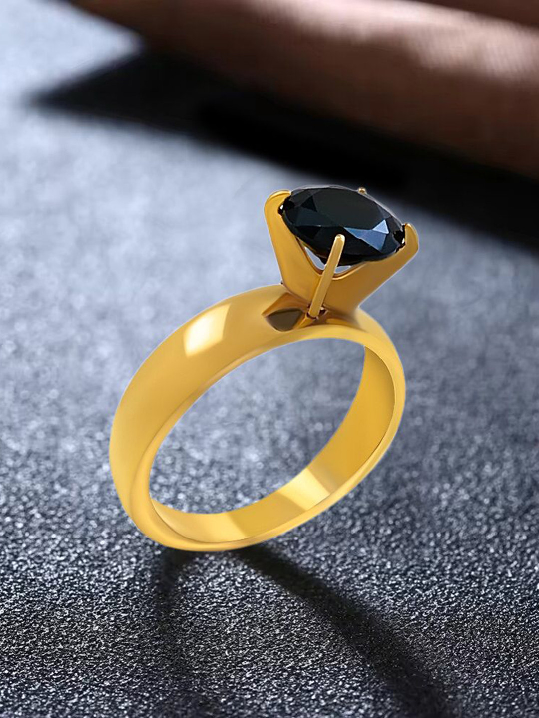 Saizen Gold Plated Gem Stone Studded Finger Ring