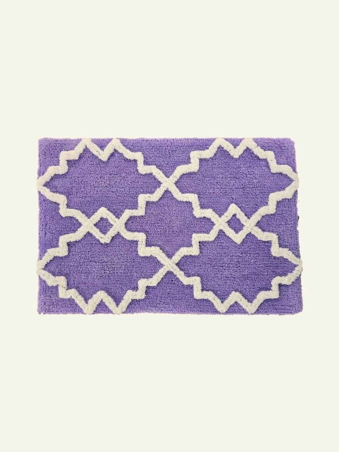 Aura Purple & White Patterned Anti-Skid 1800 GSM Cotton Bath Rugs