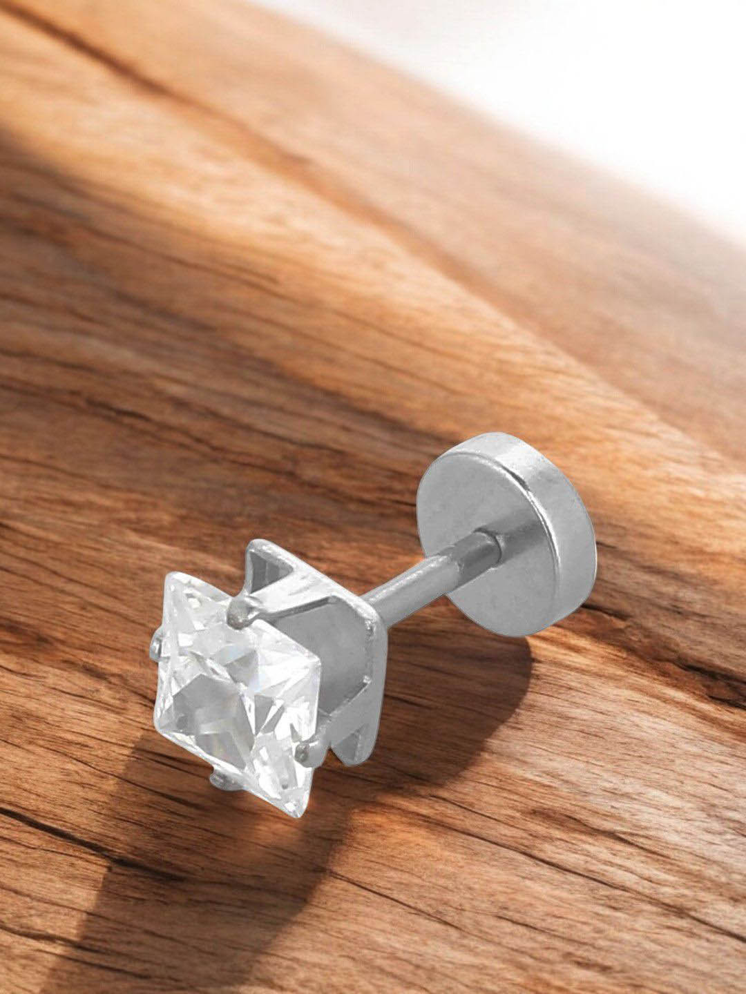 Roadster Men Stone Studded Square Stud Earring