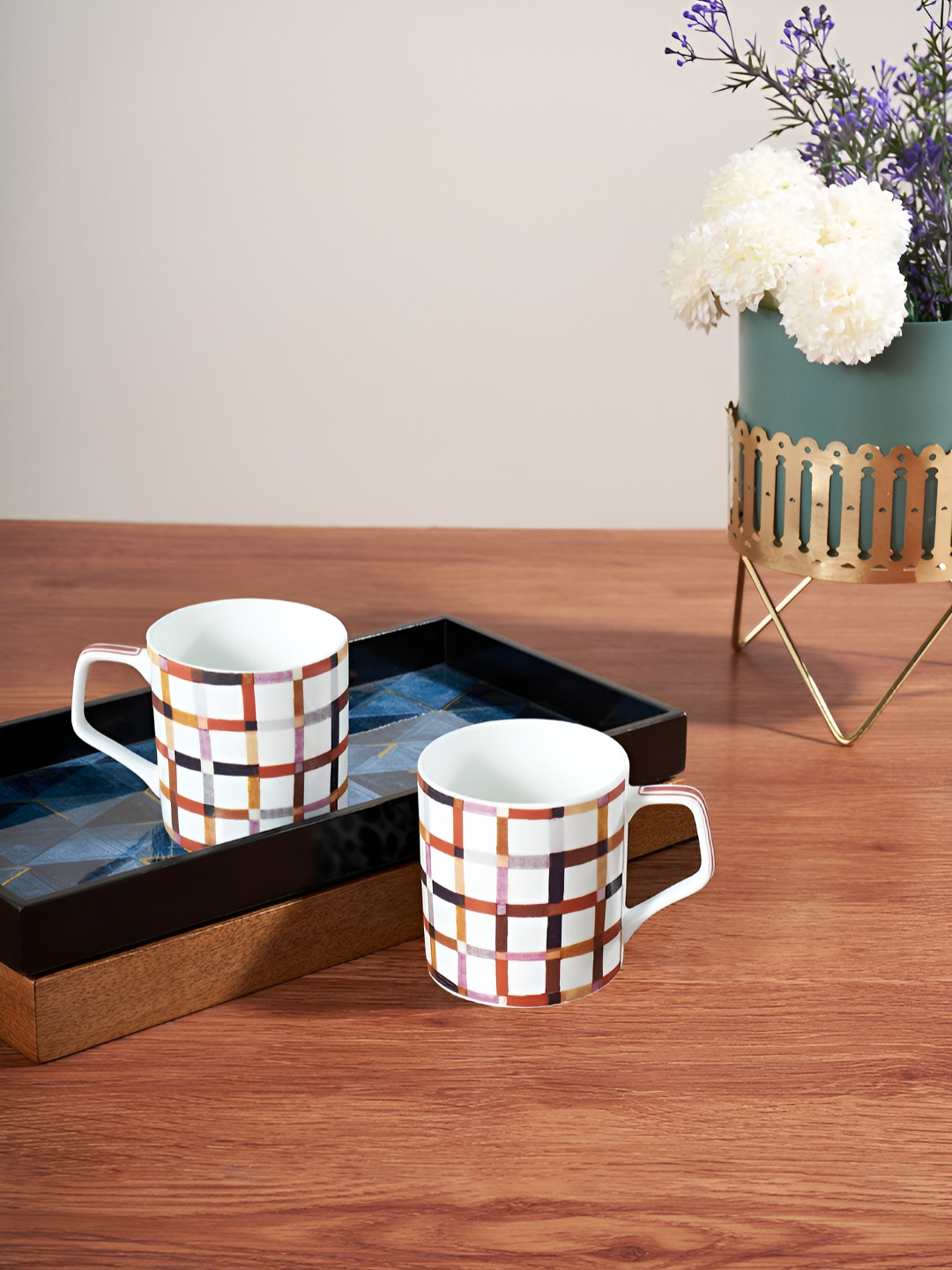 Living scapes by Pantaloons Set Of 2 White & Red Printed Mugs