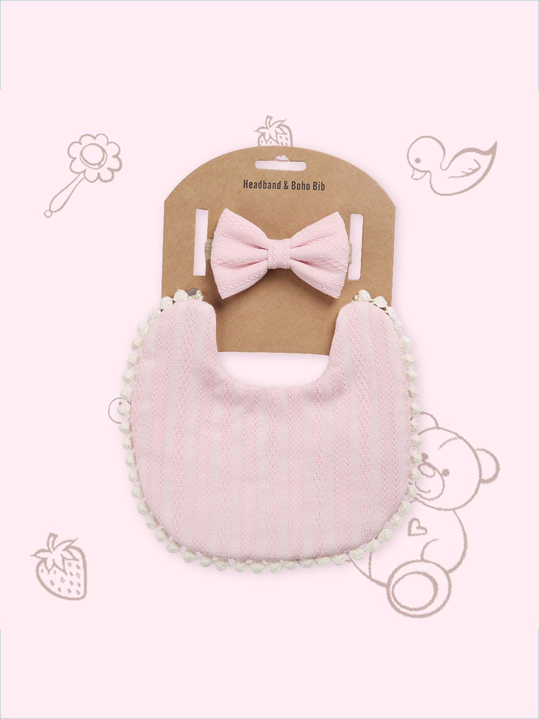 Polka Tots Infant Girls Embroidered Bibs & Bow Headband