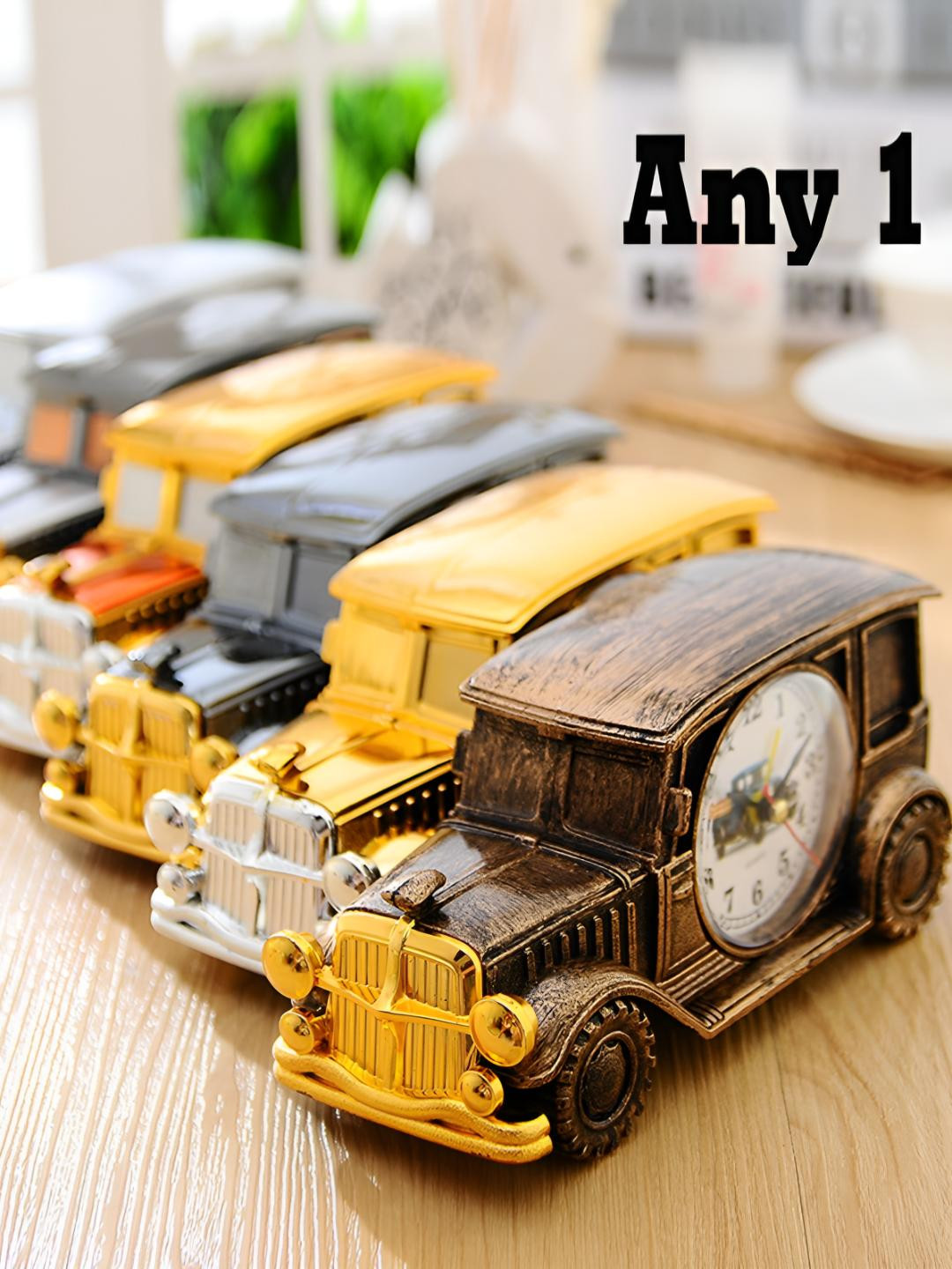 Spiaty Car Shaped Grey Plastic Quirky Battery Analogue Alarm Clock