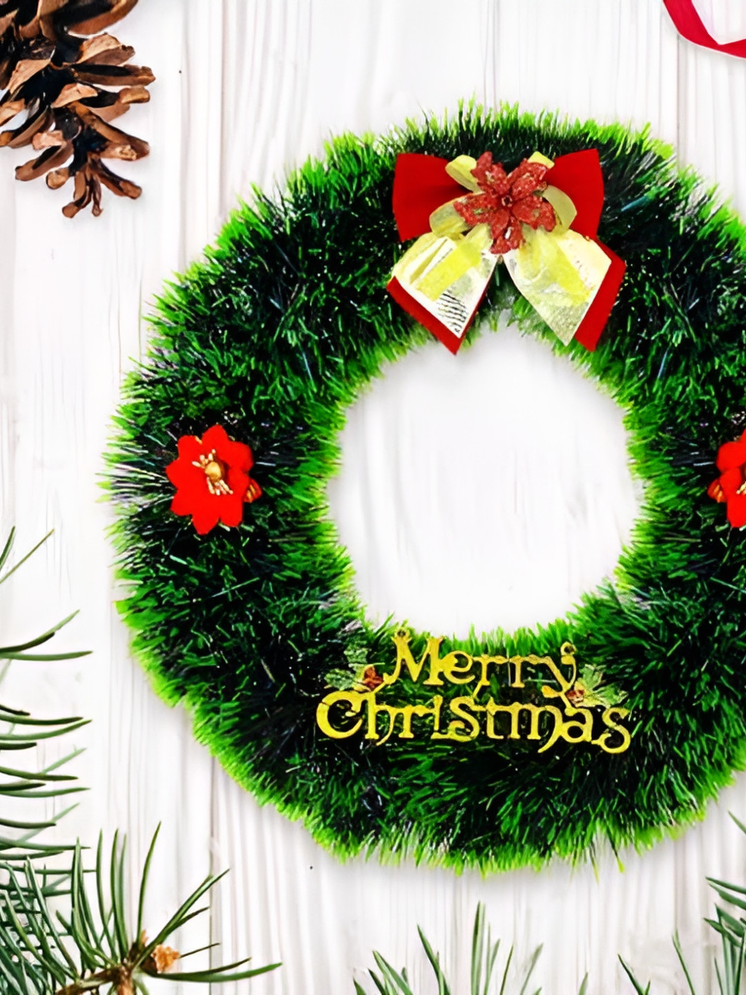 Ascension Green & Red Embellished Christmas Wreath Decor