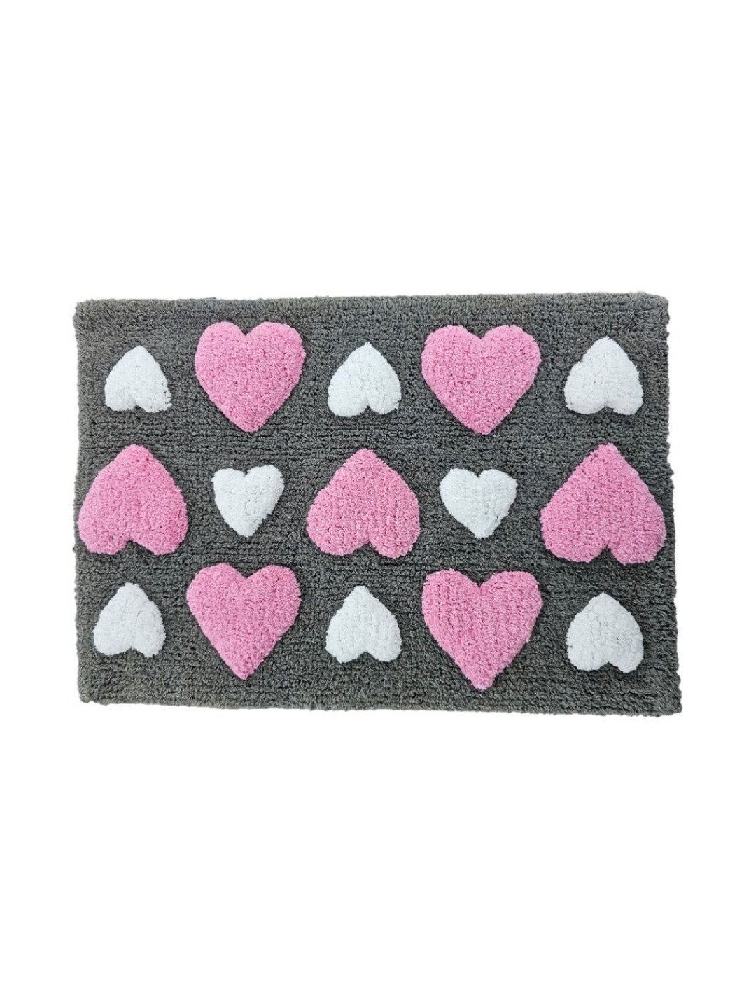 Aura Grey & Pink Patterned Anti-Skid 1800 GSM Cotton Bath Rugs