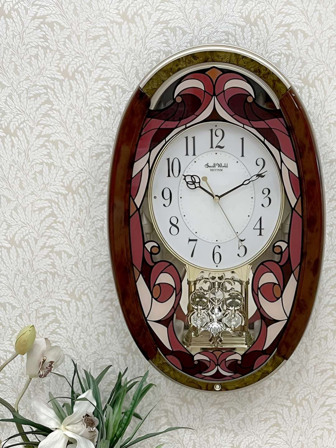 Rhythm Pink & White Traditional Wall Clock