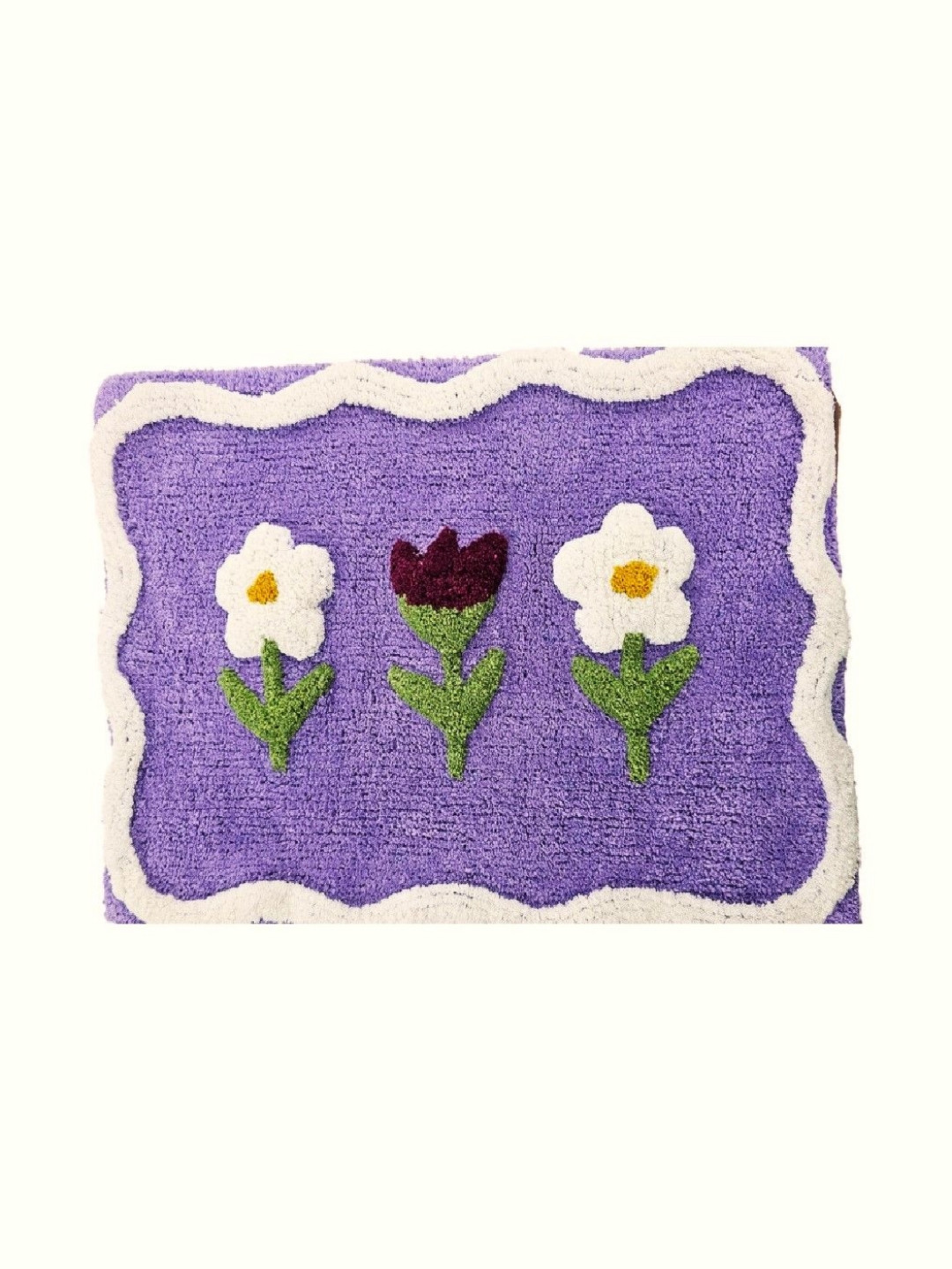 Aura Purple & White Patterned Anti-Skid 1800 GSM Cotton Bath Rugs