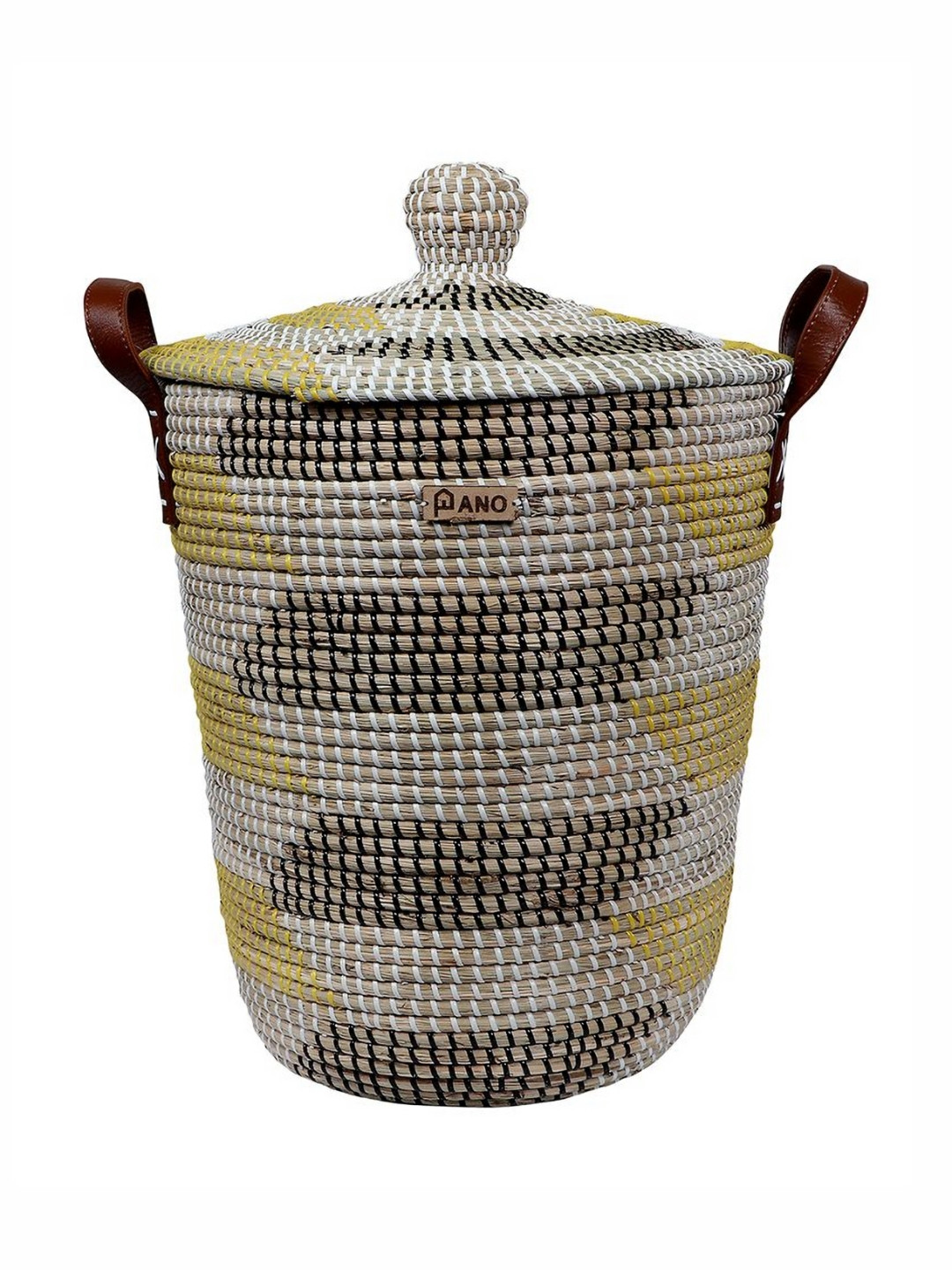 Pano Beige & White Natural Sea Grass Multi Utility Laundry Basket with Lid