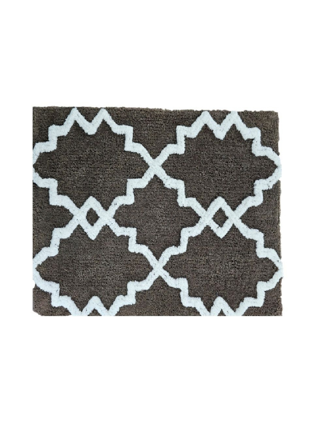 Aura Brown & White Patterned Anti-Skid 1800 GSM Cotton Bath Rugs